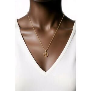Christian Dior Vintage Snake Coil CD Pendant Necklace Gold Signed Germany
